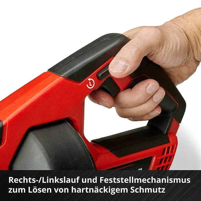 Einhell Power X-Change 18V Akku-Rohrreinigungsgerät TE-DA 18/760 Li-Solo - 18 V, Ohne Akku - Handhabung des Einhell Akku-Fugenreinigers: Rechts-/Linkslauf zur Entfernung hartnäckigen Schmutzes.