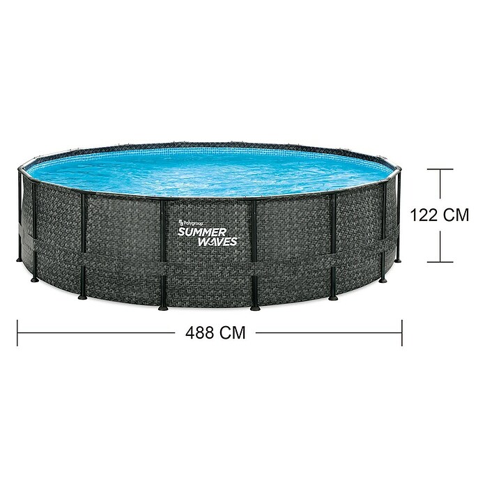 Frame-Pool Summer Waves Elite (Ø x H: 488 x 122 cm, Grau, 19 859 l) | BAUHAUS