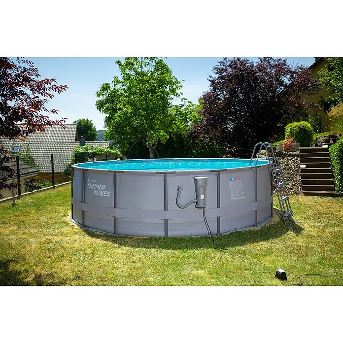 Frame-Pool Summer Waves Elite (Ø x H: 488 x 122 cm, Dunkelgrau, 19 859 l) | BAUHAUS