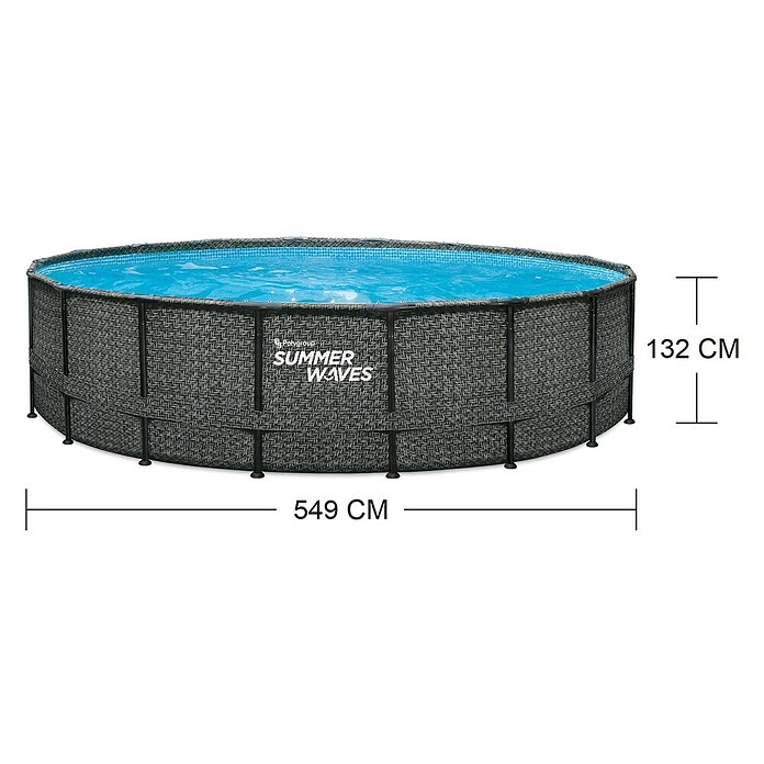 Frame-Pool Summer Waves Elite (Ø x H: 549 x 132 cm, Grau, 27 406 l) | BAUHAUS