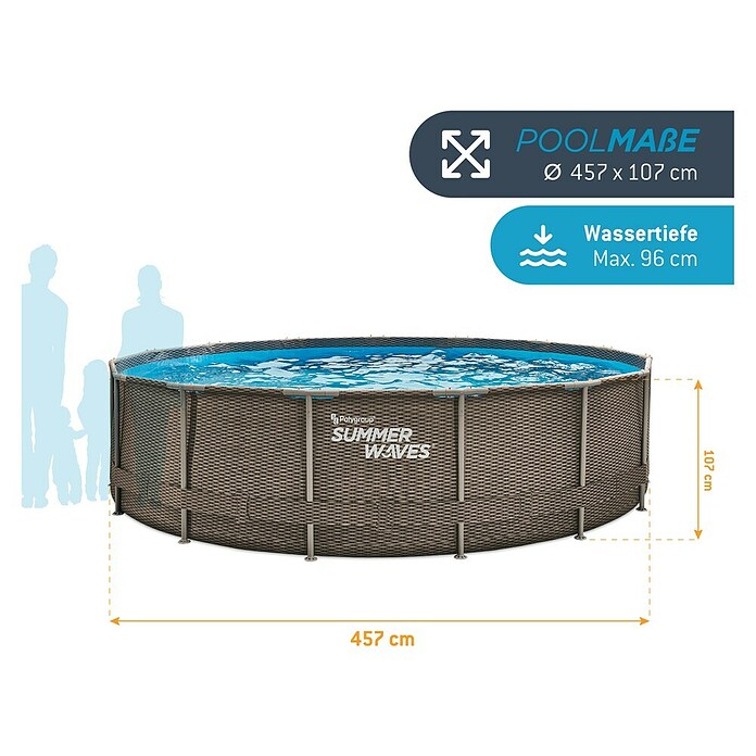Frame-Pool Summer Waves Active (Ø x H: 457 x 107 cm, Braun, 15 297 l) | BAUHAUS