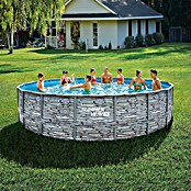 Frame-Pool Summer Waves Elite (Ø x H: 549 x 132 cm, Steingrau, 27 406 l) | BAUHAUS