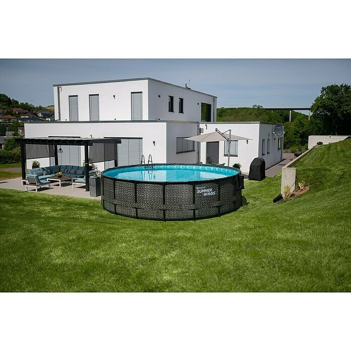 Frame-Pool Summer Waves Elite (Ø x H: 549 x 132 cm, Grau, 27 406 l) | BAUHAUS