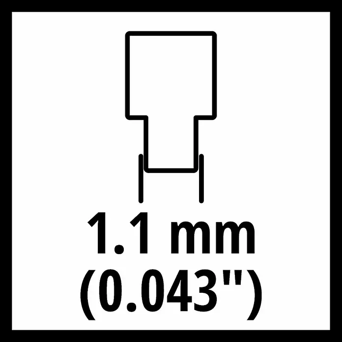 Einhell Sägekette - Passend für: Einhell Akku-Kettensäge FORTEXXA 18/20 TH - Produktabbildung mit den Maßen 1.1 mm (0.043"). Die Illustration zeigt die genaue Größe des Produkts für technische Details.