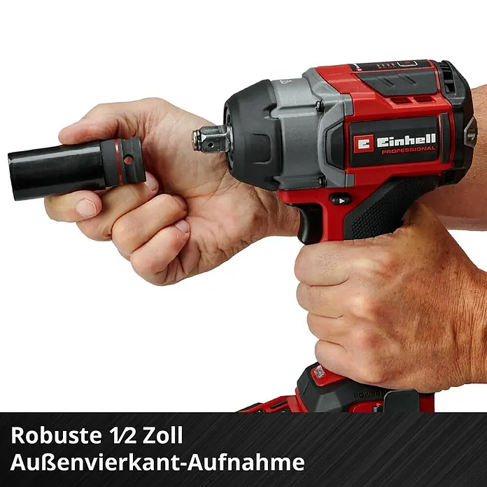 Einhell Power X-Change 18V Akku-Schlagschrauber TP-CW 18/750-C LI BL - 18 V, Ohne Akku, 750 Nm - Der Einhell Akku-Drehschlagschrauber mit robustem 1/2 Zoll Außenvierkant-Aufnahme für kraftvolles Schrauben und Lösen von Muttern.