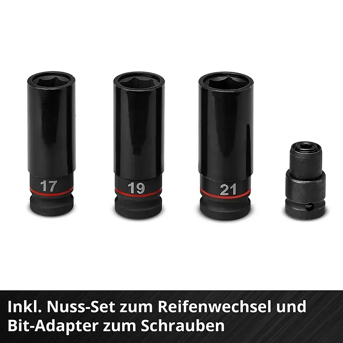 Einhell Power X-Change 18V Akku-Schlagschrauber TP-CW 18/750-C LI BL - 18 V, Ohne Akku, 750 Nm - Vierkant-Steckschlüssel-Satz mit den Größen 17, 19 und 21 sowie einem Bit-Adapter. Ideal für Radwechsel und Schraubarbeiten.