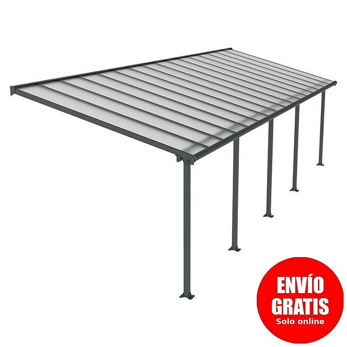 Palram Marquesina adosada (Profundidad: 3 m, An x Al: 9,71 x 2,1 m, Gris antracita)