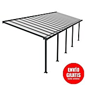 Palram Marquesina adosada (Profundidad: 3 m, An x Al: 9,71 x 2,1 m, Gris antracita)