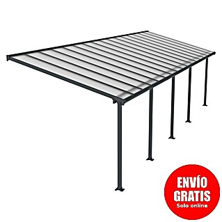 Palram – Canopia Marquesina adosada Olympia (An x Pr: 971 x 300 cm, Gris antracita, Policarbonato, Transparente)