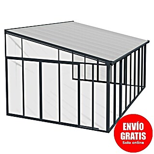 Palram – Canopia Porche acristalado San Remo (An x Pr x Al: 4,25 x 4 x 3,1 m, Gris antracita)