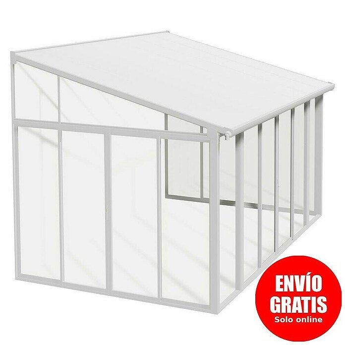 Palram Porche acristalado (An x Pr x Al: 4,25 x 3 m x 3,1 m, Blanco tráfico)