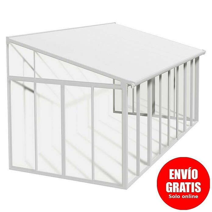 Palram Porche acristalado (An x Pr x Al: 5,46 x 3 m x 3,1 m, Blanco tráfico)