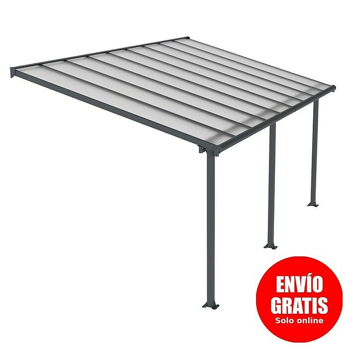 Palram Marquesina adosada (Profundidad: 3 m, An x Al: 5,46 x 2,1 m, Gris antracita)