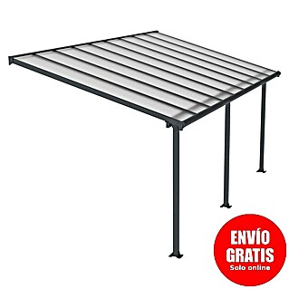 Palram – Canopia Marquesina adosada Olympia (An x Pr: 546 x 300 cm, Gris antracita, Policarbonato, Transparente)