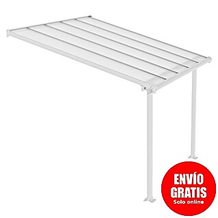 Palram – Canopia Marquesina adosada Olympia (An x Pr: 305 x 300 cm, Blanco tráfico, Policarbonato, Transparente)