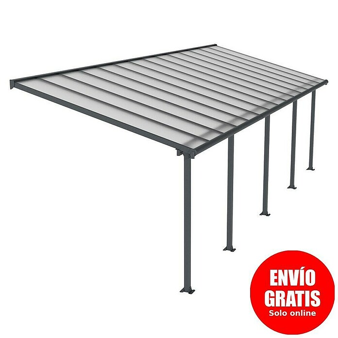 Palram Marquesina adosada (Profundidad: 3 m, An x Al: 8,5 x 2,1 m, Gris antracita)