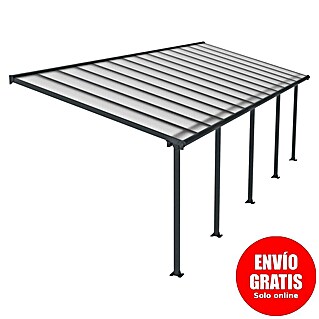 Palram – Canopia Marquesina adosada Olympia (An x Pr: 850 x 300 cm, Gris antracita, Policarbonato, Transparente)