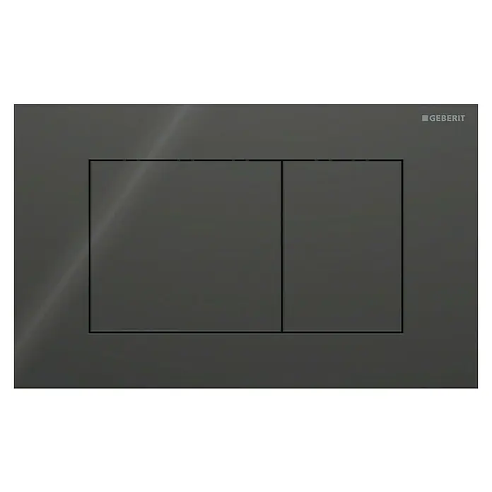Geberit Betätigungsplatte Sigma 40 Square - Schwarz, 2-Mengen-Spülung - Nahaufnahme einer Betätigungsplatte von Geberit, die sich durch ein modernes Design und hochwertige Verarbeitung auszeichnet.