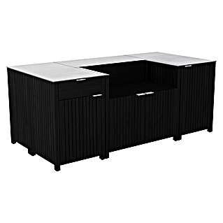 Kingstone Outdoorküche (6 -tlg., Teakholz, Keramik, Schwarz)