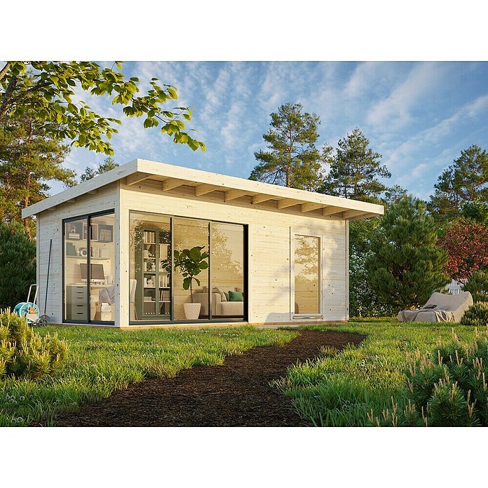 Palmako Caseta de jardín Andrea Slide Plus (Medidas ext. (An x Pr): 639 x 402 cm, Madera, Natural) | BAUHAUS