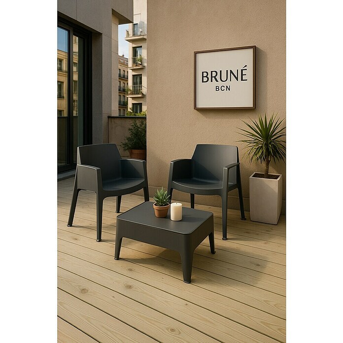 Set de muebles de jardín Master (3 pzs., Polipropileno, Antracita) | BAUHAUS