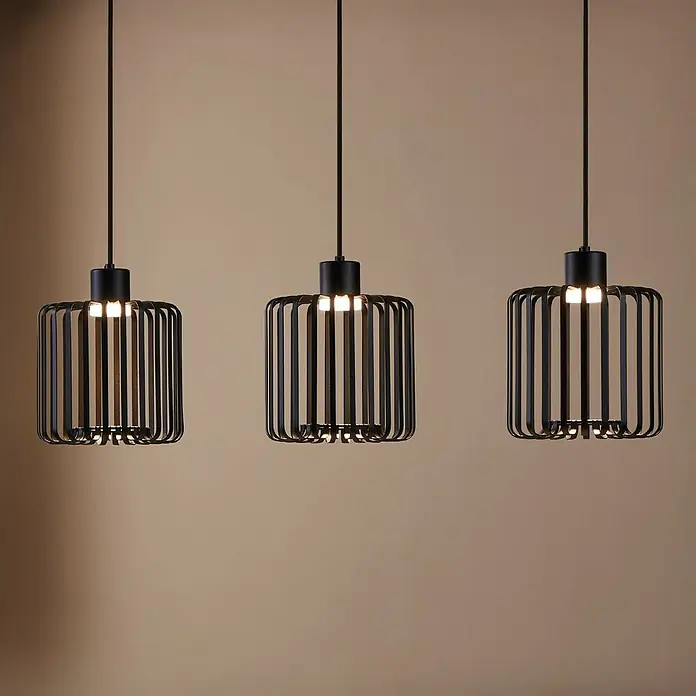 Eglo Connect LED-Pendelleuchte Ginestrone-Z - L x B x H: 90 x 20 x 110 cm, Schwarz, RGBW - Drei moderne schwarze Pendelleuchten mit minimalistischem Design und warmem Licht für eine stilvolle Beleuchtung.