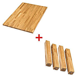 Tablero de mesa + patas Aspen (Roble, 180 x 80 x 110 cm)