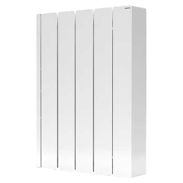 Rointe Emisor térmico Olympia WiFi - 600 W, Blanco, 9 x 41,8 x 55 cm, Cerámico - Primer plano de un radiador blanco de Points, que muestra su diseño moderno y un rendimiento de calefacción eficiente.