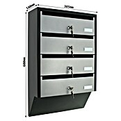 Rottner Briefkastenanlage (L x B x H: 38,5 x 14 x 60 cm, Schwarz/Silber, Stahl, Namensschild) | BAUHAUS