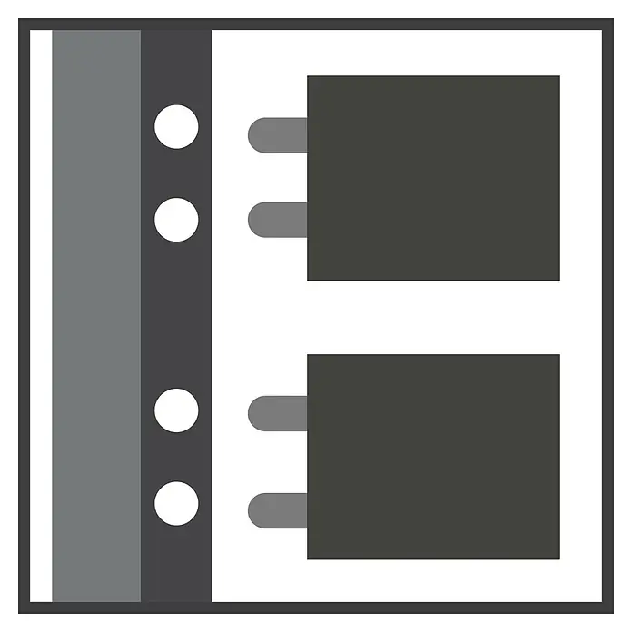 Classen PL Zimmertür Kanion - 985 x 1.985 mm, DIN Anschlag: Rechts, Uni Grün, MDF-Konstruktion - Ein Ordner mit zwei dunklen Fächern, ideal zur Organisation von Dokumenten und Unterlagen im Büro oder Homeoffice.