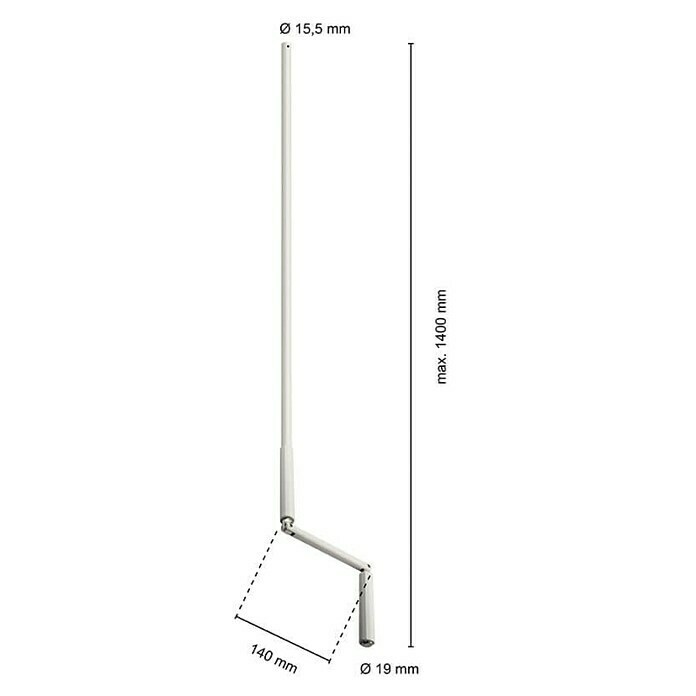 Schellenberg KurbelstangeØ x L: 15 mm x 140 cm, Weiß Sketch