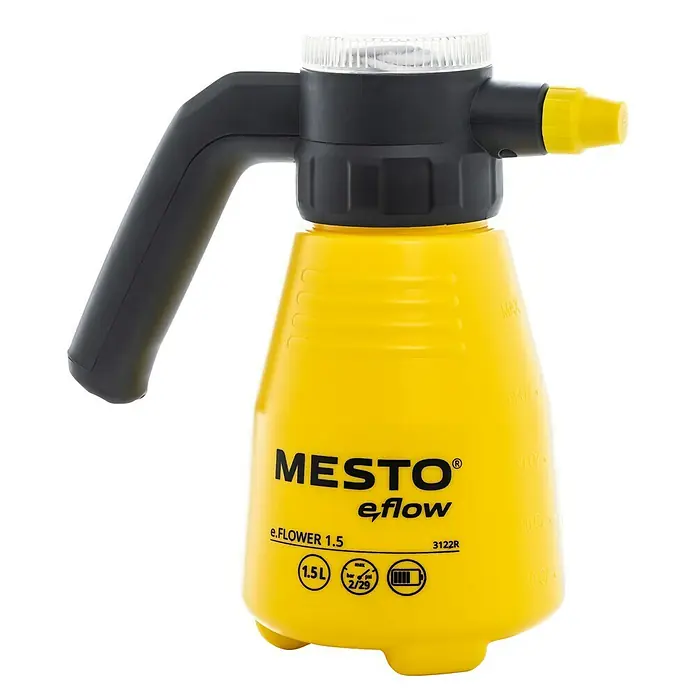 Mesto Drucksprüher e.FLOWER 3,7 V - Füllmenge: 1,5 l - Das Mesto eFlow 1.5 Sprühgerät in Gelb und Schwarz ist ein handliches Gerät für den Garten und Haushalt. Ideal für Pflanzenpflege.