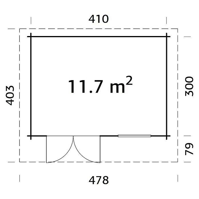 Palmako Caseta de jardín (Madera, 11,7 m², Espesor de pared: 70 mm, Natural)