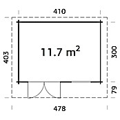 Palmako Caseta de jardín (Madera, 11,7 m², Espesor de pared: 70 mm, Natural)