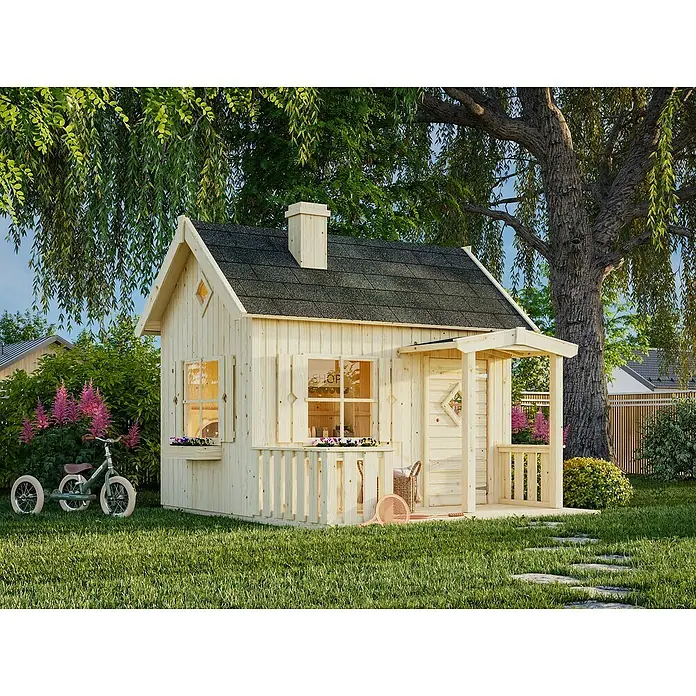 Palmako Spielhaus Otto - L x B x H: 233 x 254 x 219 cm, Glas, Natur - Das hölzerne Spielhaus für Kinder im Garten bietet viel Platz zum Spielen und Verweilen im Freien. Ideal für fantasievolle Abenteuer.