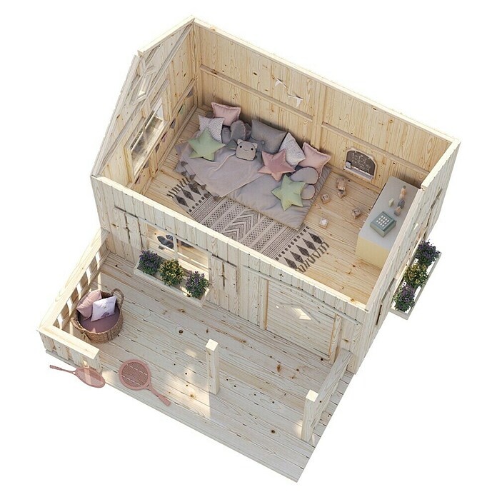 Palmako Caseta infantil (Medida zócalo: 2,33 x 1,57 (2,58) m, Espesor de pared: 16 mm, Terraza)