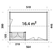 Palmako Caseta de madera para exterior (4,46 x 5,64 m, Espesor de pared: 44 mm)