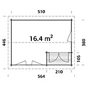 Palmako Caseta de madera para exterior (4,46 x 5,64 m, Espesor de pared: 44 mm)