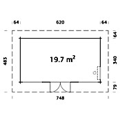 Palmako Caseta de jardín (Madera, 19,7 m², Espesor de pared: 70 mm)