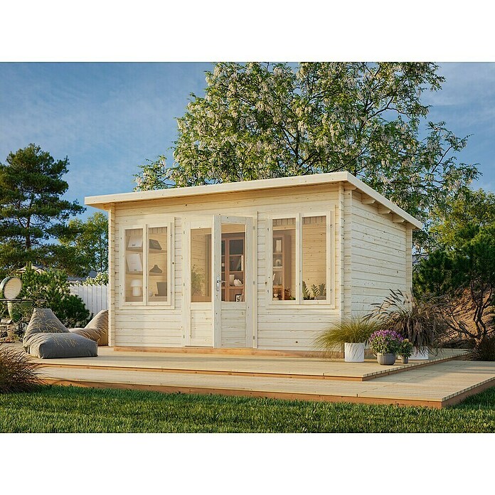Palmako Caseta de jardín (Madera, 11,5 m², Espesor de pared: 34 mm, Natural)