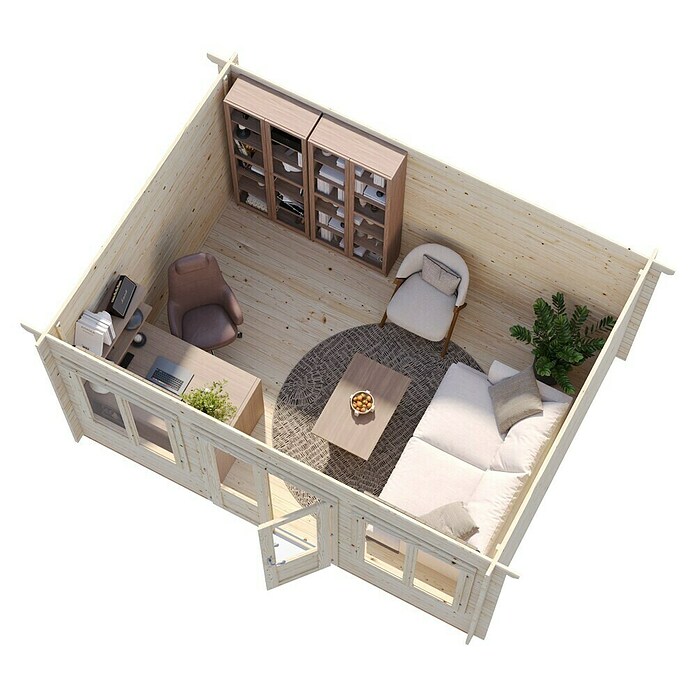 Palmako Caseta de jardín (Madera, 11,5 m², Espesor de pared: 34 mm, Natural)