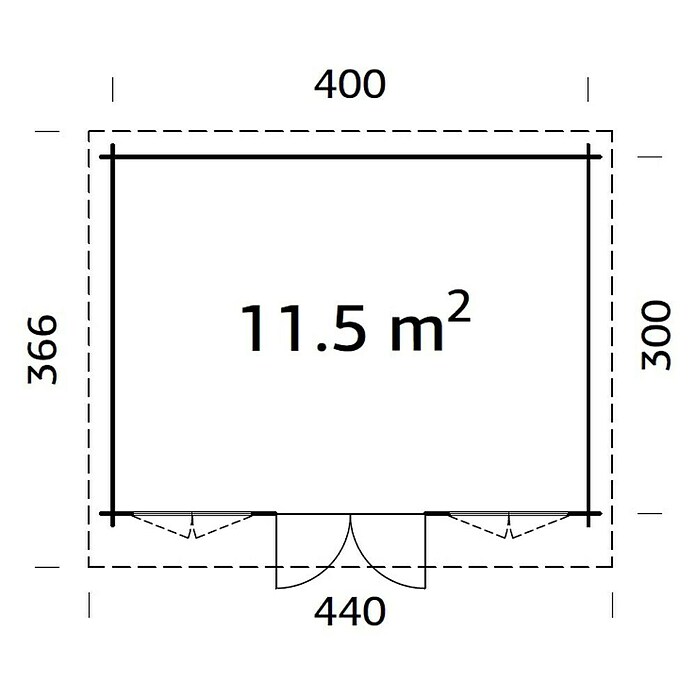 Palmako Caseta de jardín (Madera, 11,5 m², Espesor de pared: 34 mm, Natural)