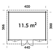 Palmako Caseta de jardín (Madera, 11,5 m², Espesor de pared: 34 mm, Natural)