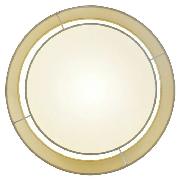 Nordlux Plafón redondo Malodin - 40 W, Ø x Al: 50 x 22 cm, Beige, E27 - Primer plano de una lámpara de techo redonda con pantalla beige y detalles plateados, ideal para iluminación elegante.