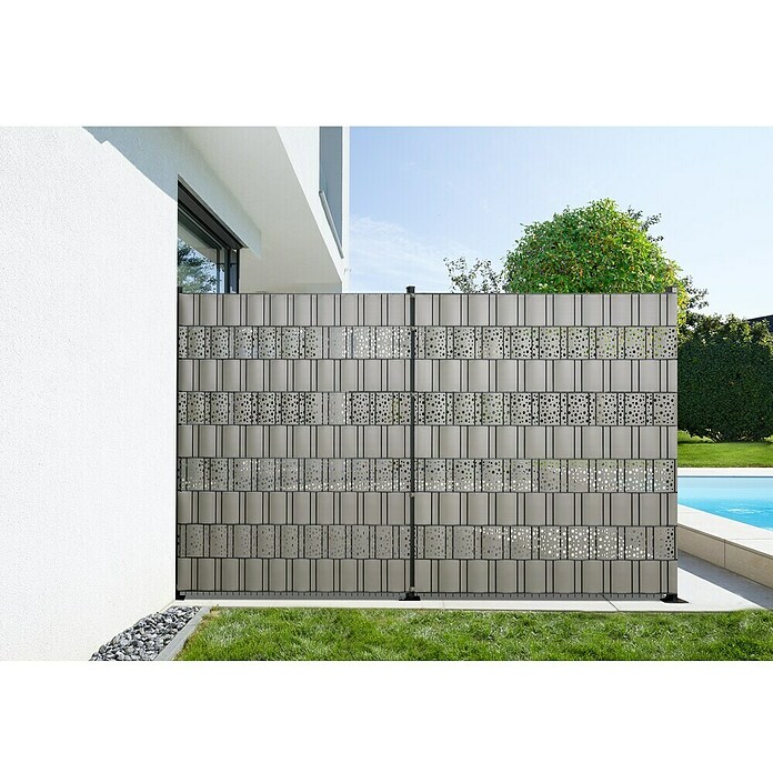 Floraworld Sichtschutzstreifen (201 x 19 cm, Grau, Dekor Kreis) | BAUHAUS