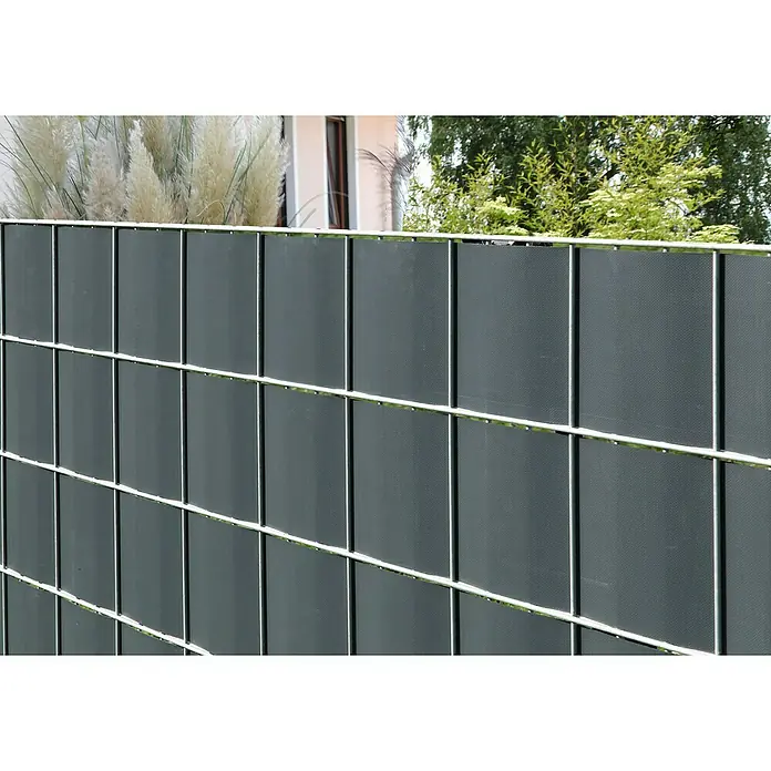 Floraworld Sichtschutzstreifen - 205 x 24 cm, Anthrazit, Uni - Ein stilvoller Sichtschutzzaun in modernem Grau. Die robusten Metallgitter bieten Stabilität und Langlebigkeit für den Außenbereich.