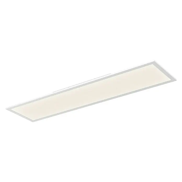 Ledvance Essential LED-Panel - 24 W, L x B x H: 100 x 25 x 6 cm, Weiß, Kaltweiß - Eine rechteckige LED-Deckenleuchte mit einem schlichten, weißen Rahmen und einem hellen, diffusen Lichtpaneel, das eine gleichmäßige Ausleuchtung bietet.