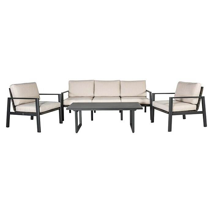 Kactus republic Conjunto de muebles Onix (4 pzs., Aluminio/Ratán sintético, Gris) | BAUHAUS