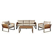 Kactus republic Conjunto de muebles Kenya (4 pzs., Aluminio/Madera sintética, Gris/Natural) | BAUHAUS