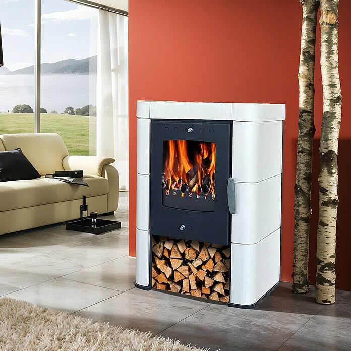 Domofire Kamin na drva Caorle II  (6 kW, Kapacitet grijanja prostorije: 150 m³, Materijal obloge: Keramika, Bež) | BAUHAUS